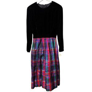 Talbots | Dresses | Vintage Talbots Evening Long Dress Ml Velvet Plaid  Cocktail Preppy Midi | Poshmark